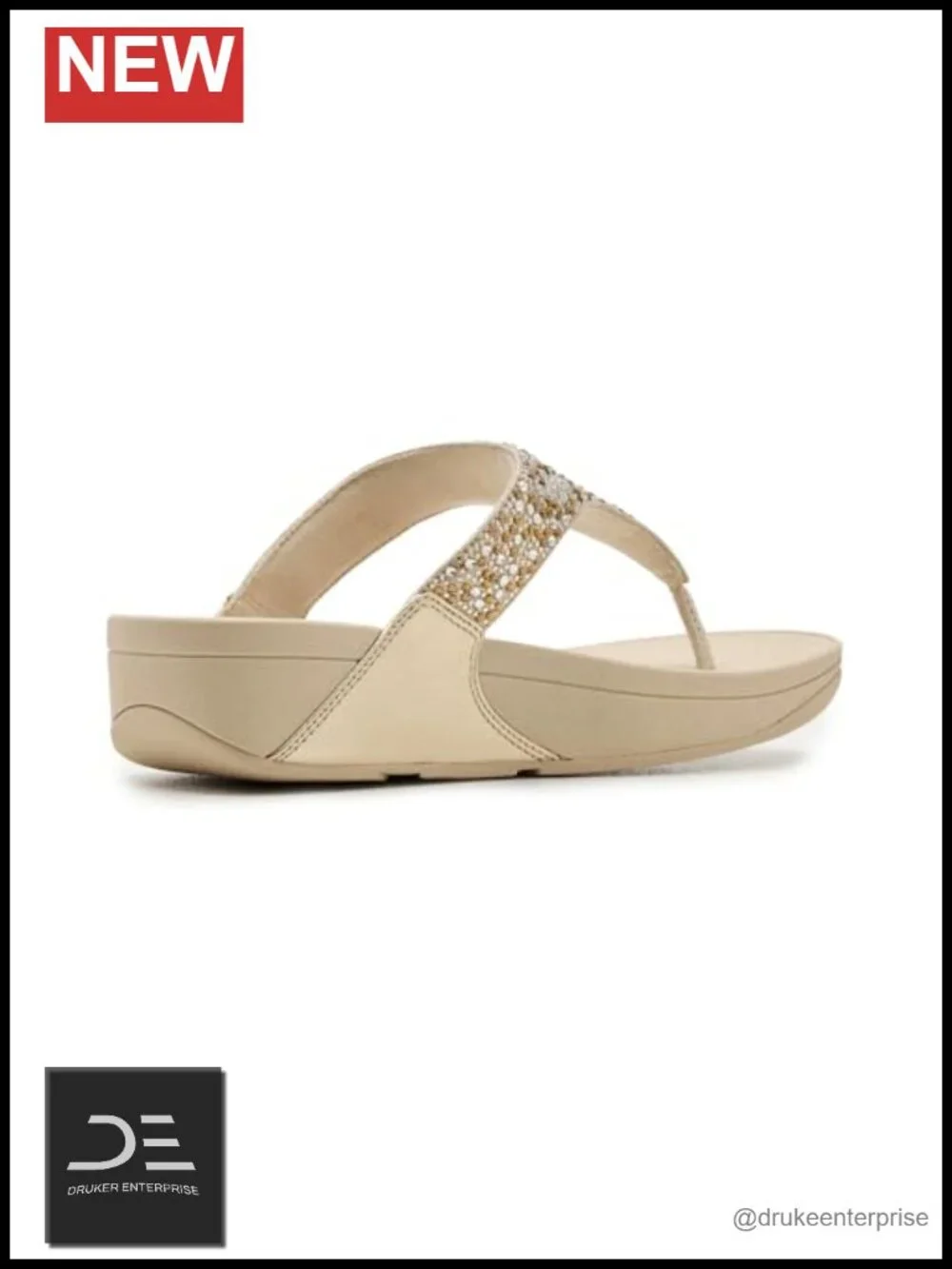 FitFlop Womens Lulu Crystal Metallic Toe Post Sandals Wedge